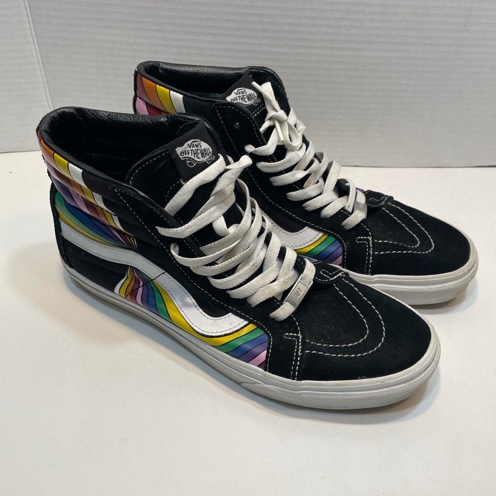 Vans Sk8 Hi Reissue Black High-Top Sneakers with Iridescent Flames 11.5